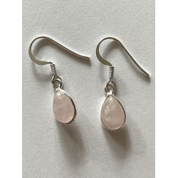 Earrings Rose Quartz Silver Teardrop